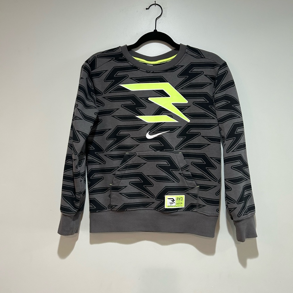 Nike RW3 Gray Sweatshirt with Neon Yellow Lightning Graphic